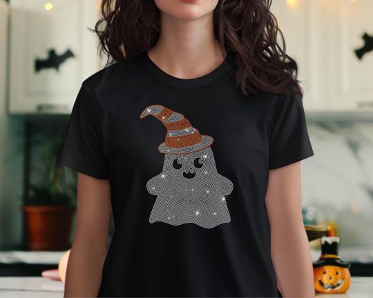 Spooky Ghost Halloween Rhinestone Shirt, Scary Season Vintage Style Shirt, Sarcastic Ghost Tee, Gift For Halloween