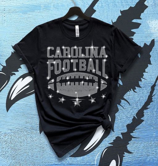 Carolina Rhinestone Shirt, Game Day Carolina Football Shirt, Sunday Football Shirt,  Carolina Football Shirt, Ladies Carolina Football Shirt