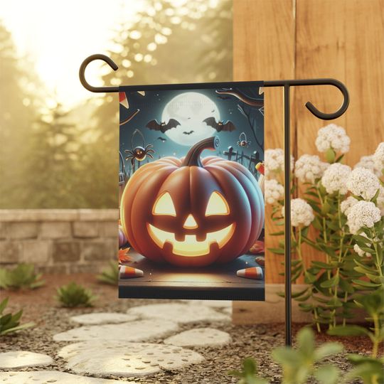 Discover Halloween Cute Kid Jack-O-Lantern Pumpkin Garden Flag Spooky Primitive Halloween