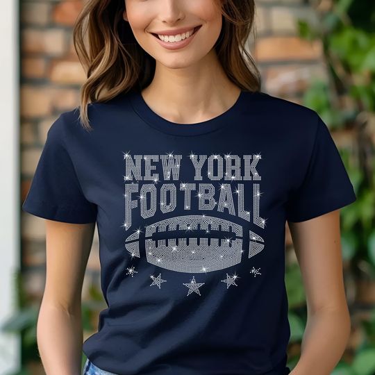 New York Rhinestone Shirt, Sunday Day Football Shirt,  Men or Women Football Outfit , Game Day Football Shirt, Gift for Football Lovers