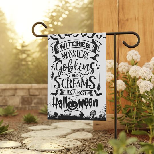 Discover Halloween Garden Flag, Monsters Garden Flag, Welcome Flag, Spooky Flag