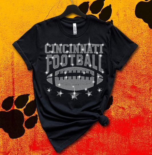 Cincinnati Rhinestone Shirt, Game Day Cincinnati Football Shirt, Cincinnati Football Shirt, Ladies Cincinnati Football Shirt