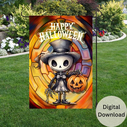Discover Halloween Garden Flag Sublimation Design-digital