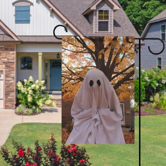 Discover Ghost Halloween Garden Flag | Spooky Outdoor Yard Decoration | Haunted House Flag