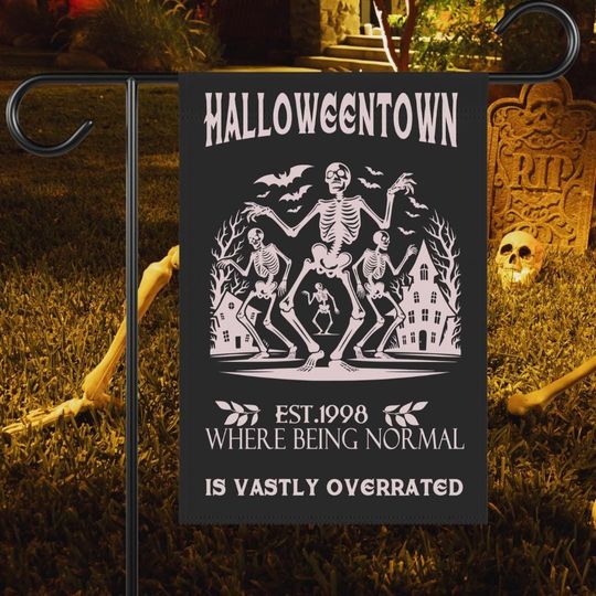 Halloween Garden Flag Skeleton Yard Sign Halloweentown Funny