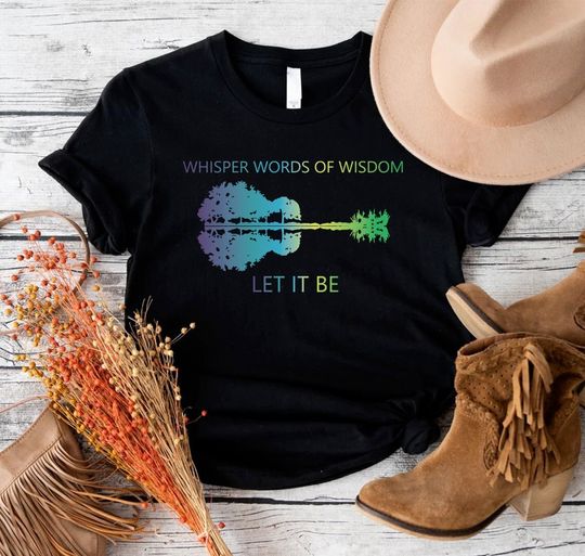 Discover Whisper Words of Wisdom LIB Guitar Lake Shadow Shirt,Watercolor Tree Sky There Will Be an Answer LIB Guitar Shirt,LIB Tee