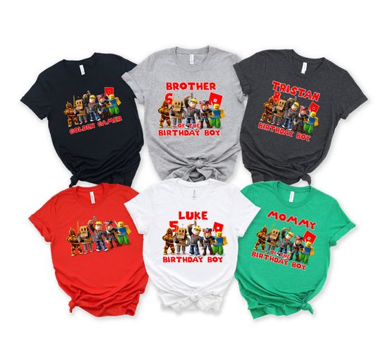 Custom Birthday Boy Shirt,Bday Family Tee,Robots Boy Shirt,Game Matching Birthday, Family Birthday Shirts, Golden Games, Bday Family