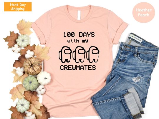 Discover 100 Days With My Crewmates, Among Us Student Shirt, Back To School Shirt, 100 Days Of School Shirt, Cute Teacher Shirts, 100th Day Of School