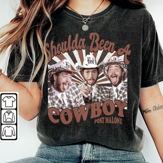 Discover BlvckStyle Post Malone Country Shirt, Shoulda Been A Cowboy Y2k, Post Malone Vintage Graphic Unisex Shirt