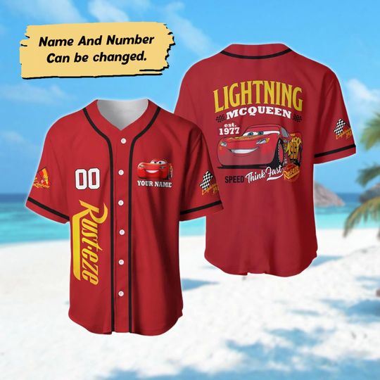 Discover Personalized Lightning Mcqueen Baseball Jersey, Mcqueen Character Basketball Jersey, Racing Cars Jersey Shirt, Birthday Gift For Kid Adult