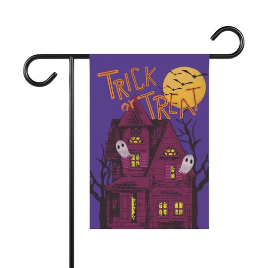 Haunted House Trick or Treat Halloween Garden Flag