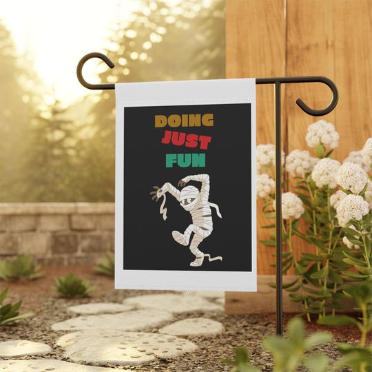 Discover Garden & House Banner- Whimsical Mummy Halloween Garden Flag
