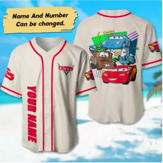 Discover Custom Pixar Cars 3D BASEBALL JERSEY SHIRT US Size Christmas Gift Halloween Gift
