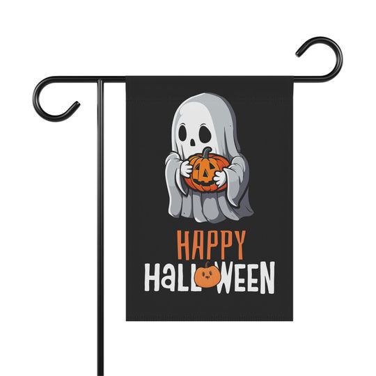 Discover Festive Fall Decor: Jack-o'-Lantern and Ghost Garden Flag for Halloween