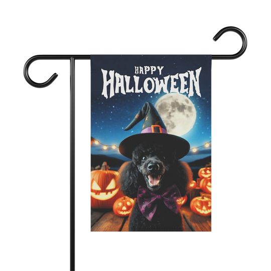 Discover Poodle Halloween Garden Flag, Witch Hat Dog Banner, Halloween Yard Decoration