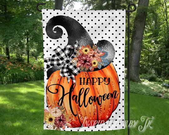 Discover Happy Halloween Garden Flag Design, Autumn Garden Flag Design