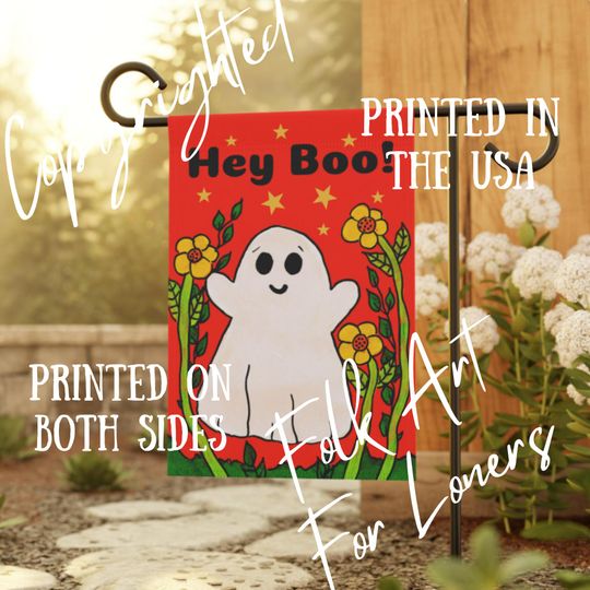 Discover Hey Boo! Cute Little Ghost Yard Flag - Banner - House And Garden Banner