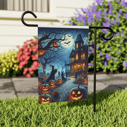 Discover Halloween Theme Pumpkin Scary Castle Garden Flag Spooky Primitive Halloween