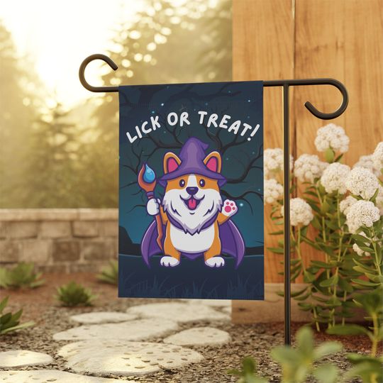Discover Corgi Halloween Garden Flag, Corgi Lick or Treat Garden Flag, Double Sided Flag