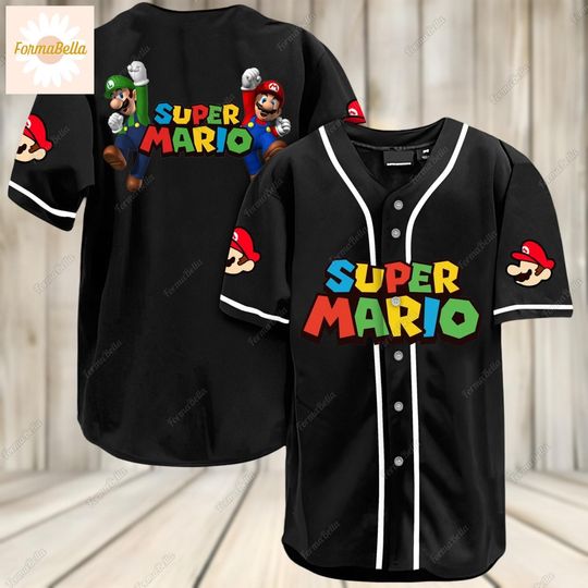Super Mario Jersey, Mario Kid Adult Baseball Jersey, Super Mario Bros Baseball Shirt, Gifts For Gamer, Luigi And Mario Shirt For Men