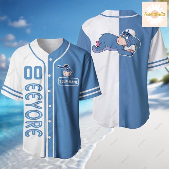 Discover Halloween Custom Eeyore Jersey Shirt, Eeyore Playing Baseball Shirt, Custom Name Disney Donkey Baseball Jersey, Winnie The Pooh Shirt