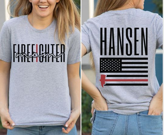Discover Personalized Firefighter mom shirt, custom Fire mama Gift, I love my fireman, Thin Red Line, Proud Mom tee, Fire Fighter, Engineman Mother