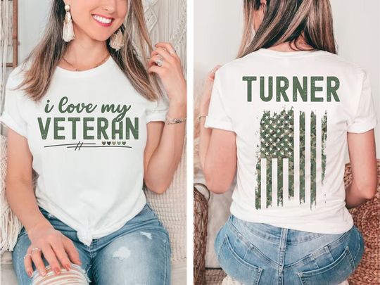 Discover Personalized military shirt, I love my soldier shirt, wife gift, mom tee, custom patriotic tee, proud family shirt, I love my veteran, army