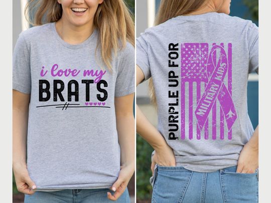 Purple Up for Military Child Shirt, Military kid month Awareness Shirts, I love my brats, Born Resilient And Tough, Support Military Family