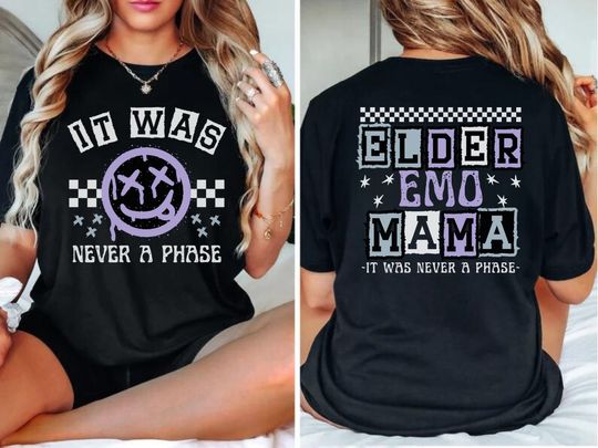 Elder emo Moms Club Graphic Tshirt, punk Mama Shirt, mama tour shirt, Tattooed Mother gift, it was never a phase, millennial goth scene tee