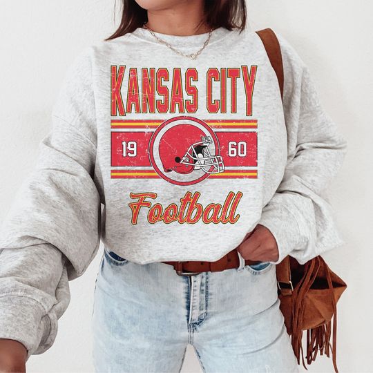 Retro Kansas City Football Gift, Kansas City Vintage Football Sweater, Kansas City Football Crewneck For Women, Kansas City Men's Sweatshirt