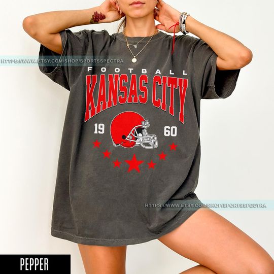 Discover Kansas City Football Comfort Colors Vintage Style T-Shirt, Kansas City Football Crewneck, Football T-Shirt, Kansas City Fan Gifts