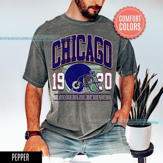 Discover Chicago Football Vintage Style Comfort Colors T-Shirt ,Retro Chicago Football T-Shirt , Chicago Fan Gift , Sunday Football