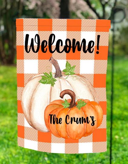 Plaid Pumpkin Garden Flag  , Fall Sublimation, Sublimation Designs, Garden Flag Design