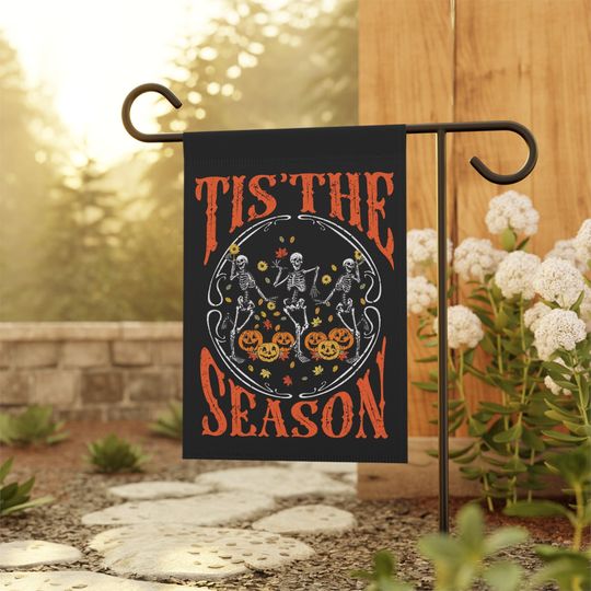 Tis the season halloween banner, Halloween yard sign, October garden flag