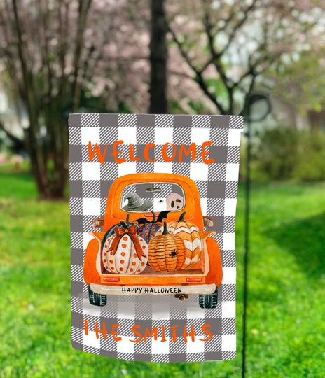 Discover Halloween Truck Garden Flag  , Fall Sublimation, Sublimation Designs