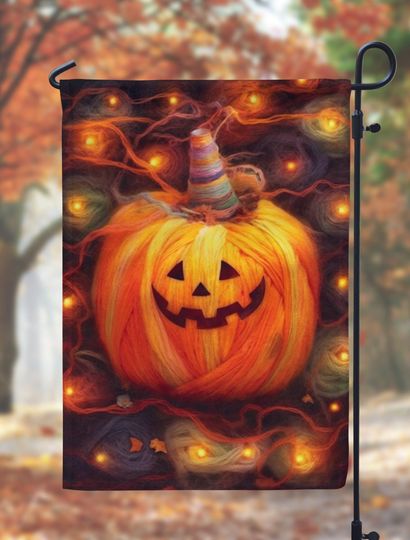 Discover DIGITAL FILE Felt Halloween Jack O' Lantern Pumpkin Garden Flag Sublimation Template