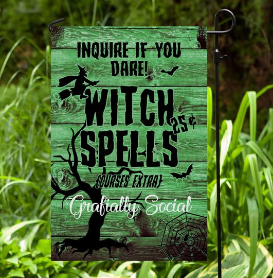 Discover Witch Spell Design, Halloween, Garden Flag, Yard Flag