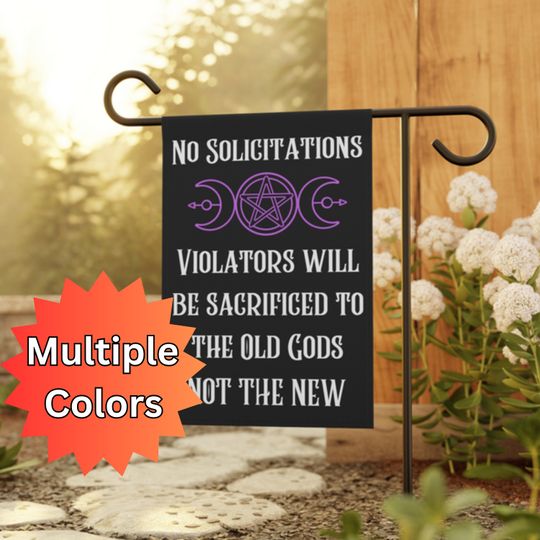 No Soliciting Garden Flag, Witchy Pagan Design, Full Moon Yard Decor
