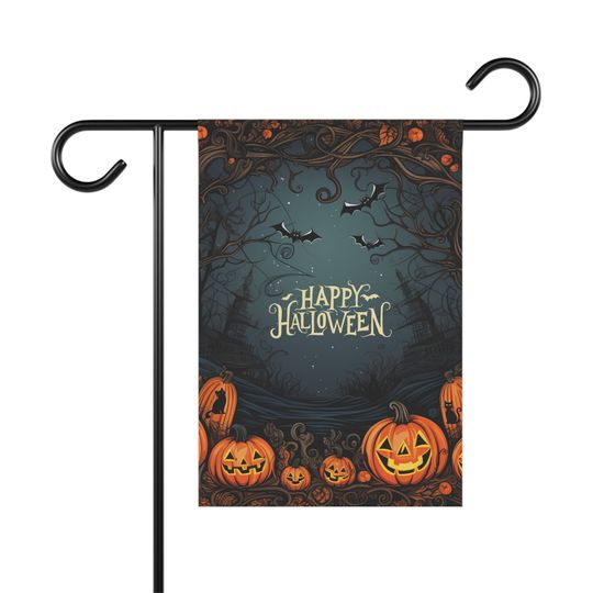 Discover Halloween Garden Flag, Happy Halloween Flag, Pumpkin Decor Flag