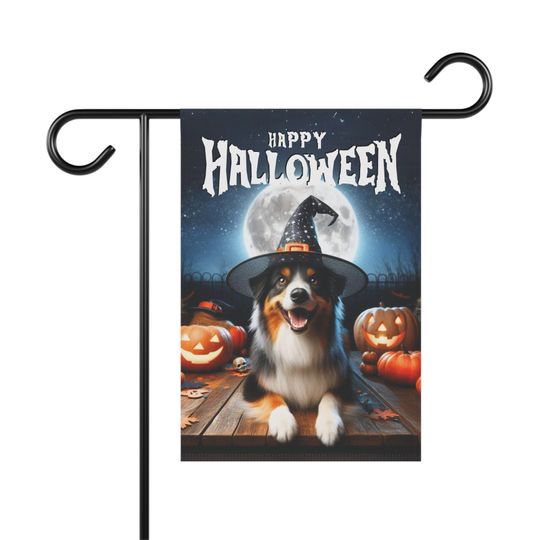Discover Australian Shepherd Halloween Garden Flag, Aussie Banner, Halloween Yard Decoration