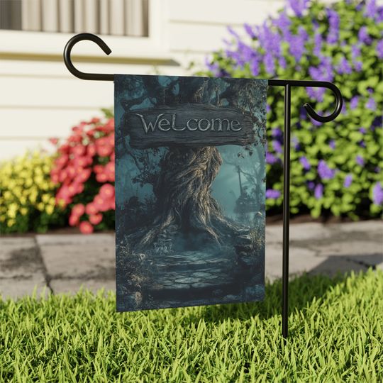 Discover Unique Home Garden Banner - Patio Banner - Gothic Ancient Twisted Tree
