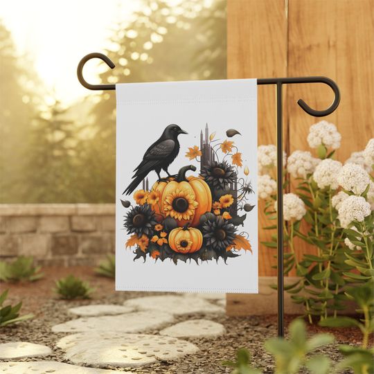 Discover Fall Garden Flag, Fall Cottagecore decor, Halloween Garden Flag, Garden House Flag