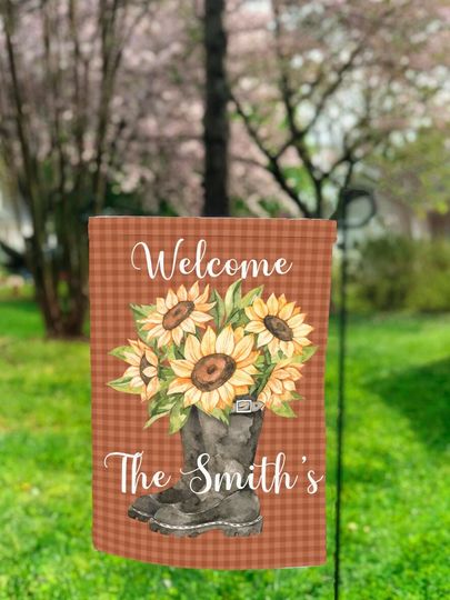 Discover Boots and Sunflowers Garden Flag PNG, Fall Sublimation, Sublimation Designs