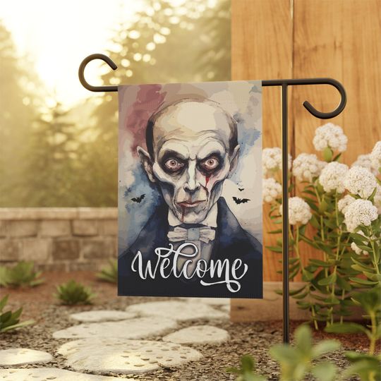 Discover Vampire Welcome Flag | Happy Halloween Garden Flag | Spooky Vampire Bats Garden Flag
