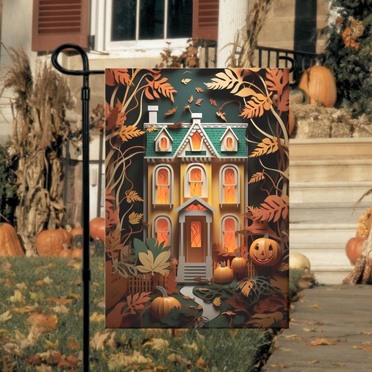 Discover 3D Haunted Mansion Garden Flag Halloween Garden Flag Gift for Halloween Decor