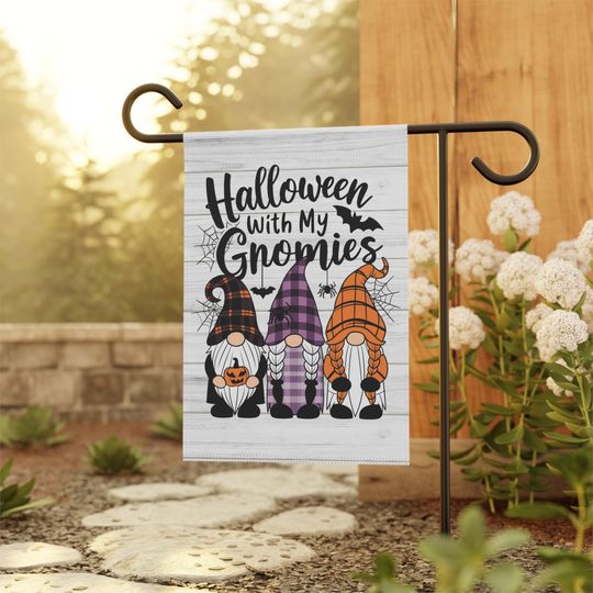 Discover Halloween Garden Flag, Gnomes Gnomies, Fall Garden Flag, Porch Decor
