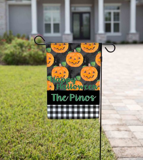 Discover Halloween Garden Flag Design | Watercolor Halloween | Fall | Jack-O-Lantern