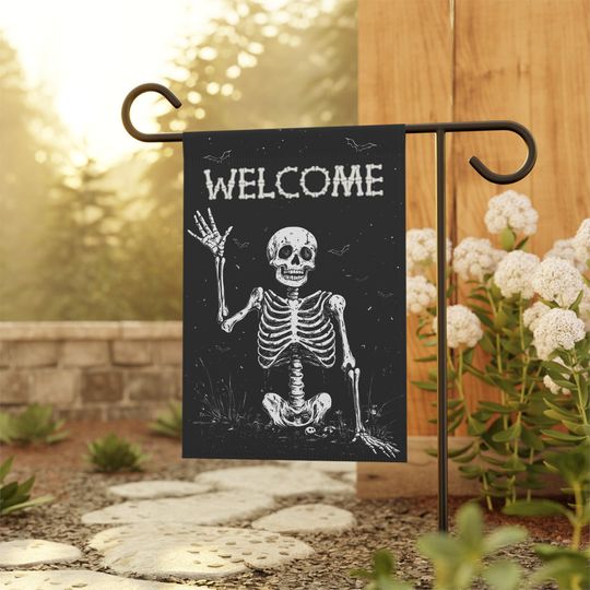 Discover Skeleton Bones Welcome Flag | Happy Halloween Garden Flag