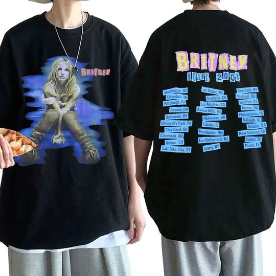 Britney Spears The Britney Tour 2001 T Shirt, Men Women Pure Cotton Casual T-shirt, Harajuku Girl Short Sleeve T Shirts