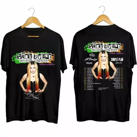 Discover NEW Avril Lavigne 2024 Tour,2024 Greatest Hits Tour Black All Size Shirt